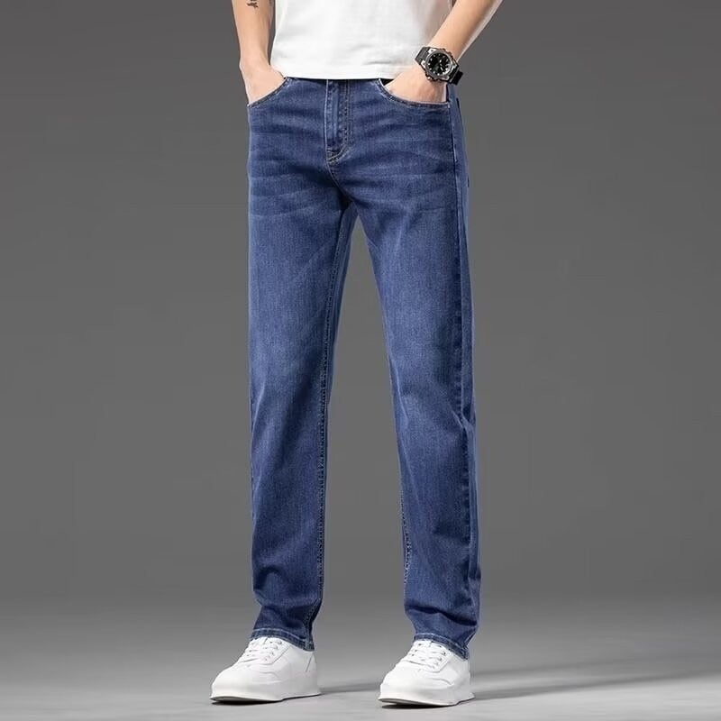 Trendy Brand Jeans Men'S Straight Slim-Fit Elastic Casual Fashion Men'S High-Level All-Match Casual Long Pants - Image 1